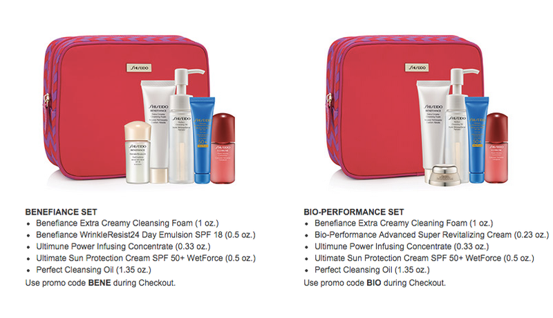 Shiseido Skincare Set, free with purchase of two full-size items ($66 value) One of the most common beauty concerns we hear is, "I know I should be doing some sort of skincare routine, but I don't know where to start." Ta-da! There are actually four different sets to choose from (two are pictured). And to make it extra easy on your wallet, here are all the Shiseido items under $25. The ones that quality for this offer area marked as such. If I were you, I'd pick up some sunscreen and that fake Clairsonic-looking thing.